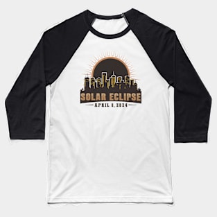 Solar Eclipse 2024 - City Silhouette Baseball T-Shirt